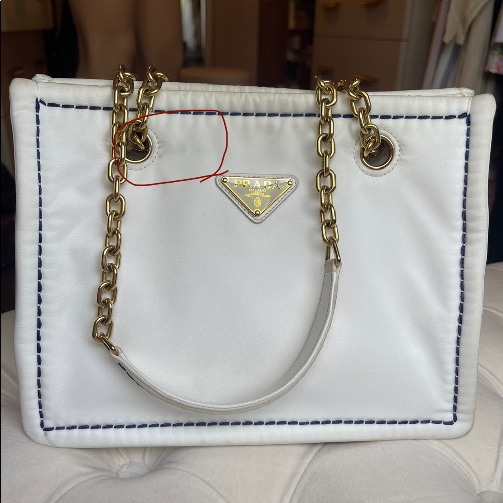 Prada Tessuto Chain White Nylon Tote - Picture 2 of 16